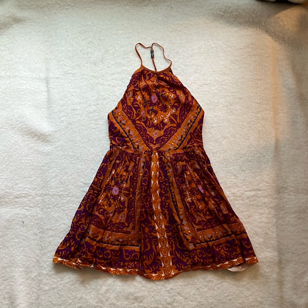 Orange and purple mini dress
